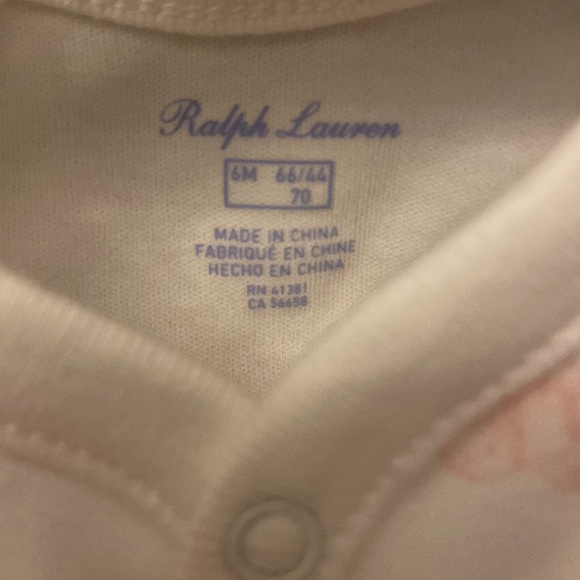 NWT Ralph Lauren baby romper pajamas size 6 months, pink - Picture 2 of 3